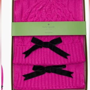Kate Spade Vibrant Pink Knit Set with Black Bows